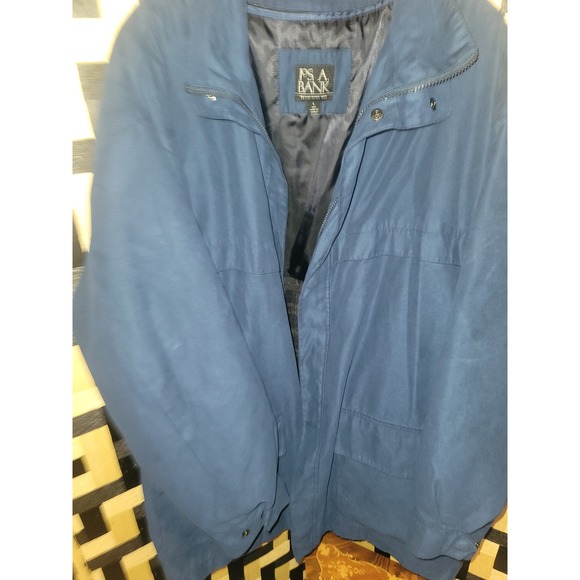 Jos. A. Bank Windbreaker Jacket Rain Coat‎ Plaid Lined Blue Large - Picture 1 of 10